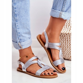 BUGO Sandalias planas plateadas para mujer Rachel gris 1