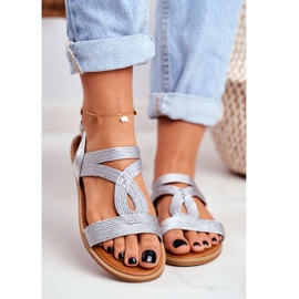 BUGO Sandalias planas plateadas para mujer Rachel gris 2