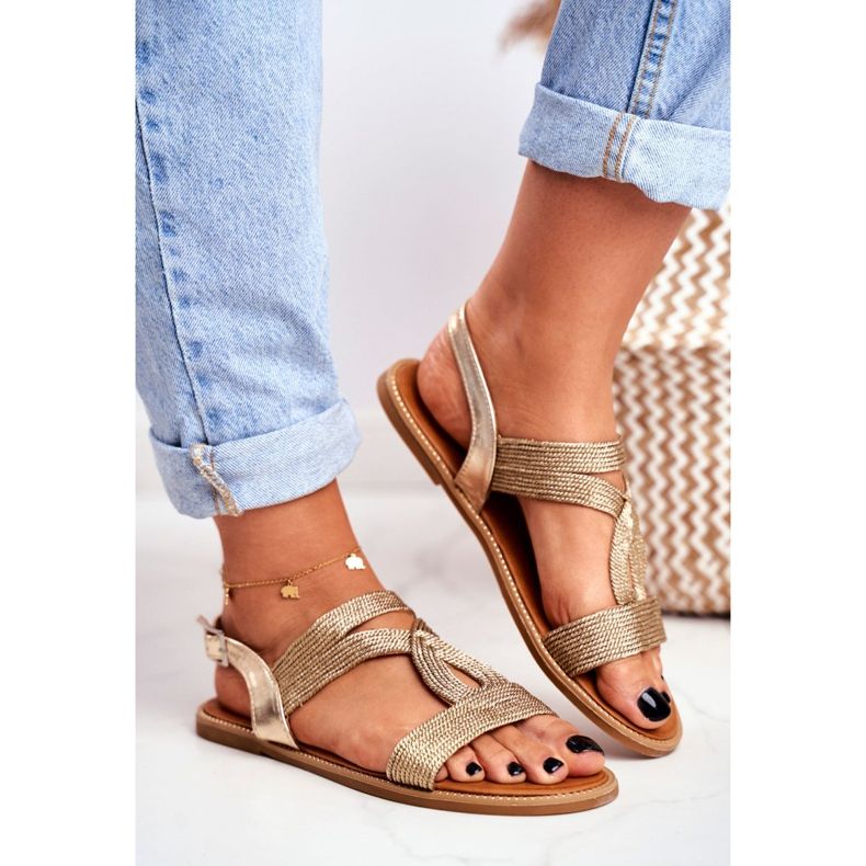 BUGO Sandalias Planas Mujer Gold Rachel dorado 2