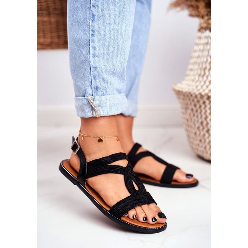 BUGO Sandalias Mujer Planas Negra Rachel negro 1