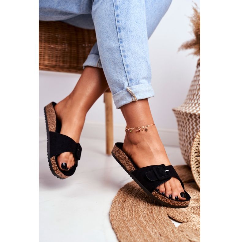 BUGO Pantuflas Mujer Hebilla Ajuste Negro Rosaline 2 BUGO Pantuflas Mujer Hebilla Ajuste Negro Rosaline 2