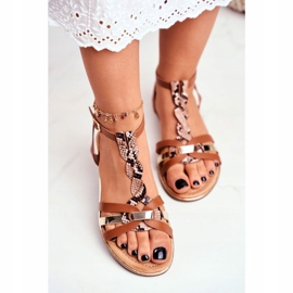 Sandalias de Mujer Elegante Piel de Serpiente Marrón Brooke 3
