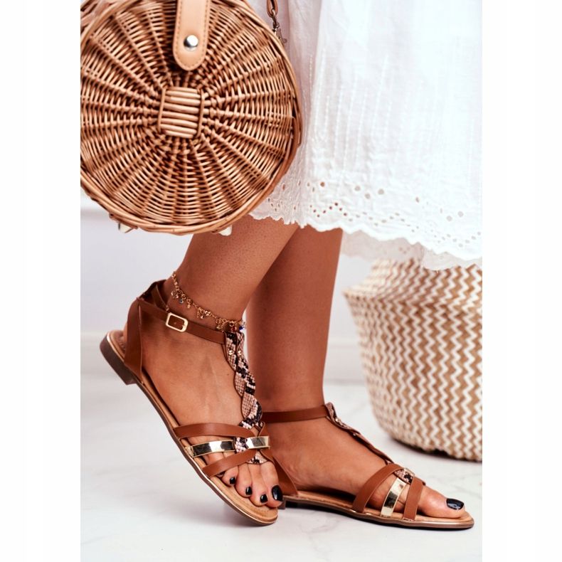 Sandalias de Mujer Elegante Piel de Serpiente Marrón Brooke 2