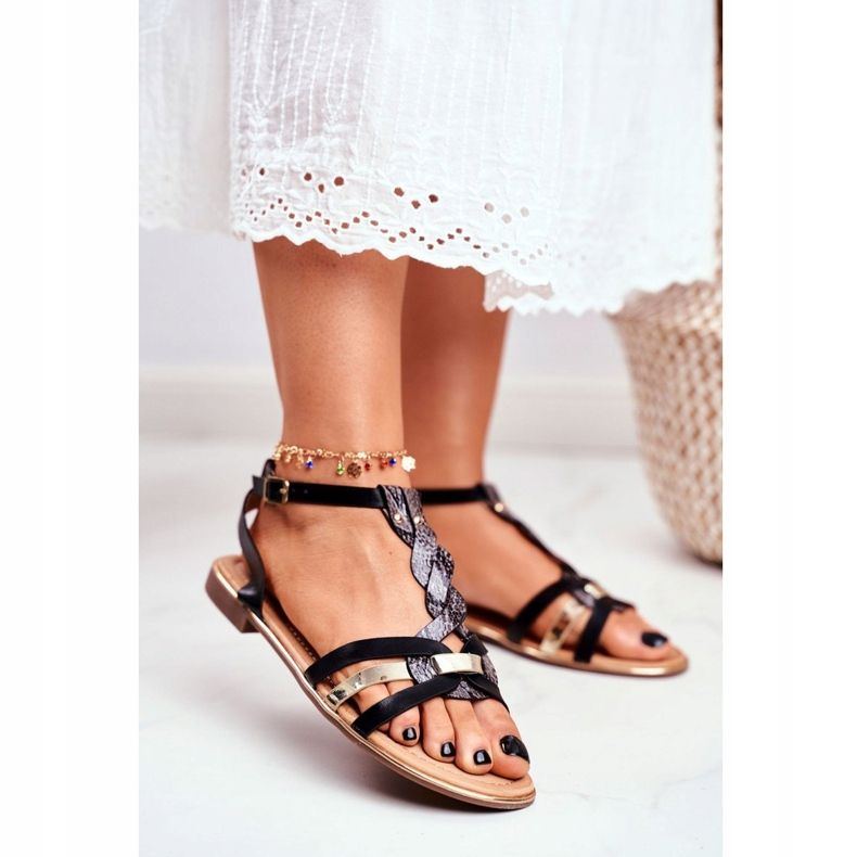 PS1 Sandalias de Mujer Elegante Brooke Serpiente Negra negro 1