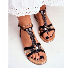 PS1 Sandalias de Mujer Elegante Brooke Serpiente Negra negro 4