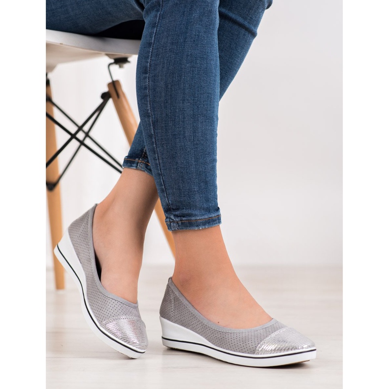 SHELOVET Bailarina gris en cuña 1 SHELOVET Bailarina gris en cuña 1