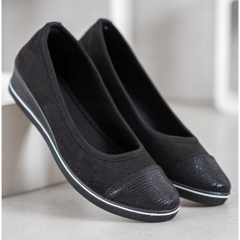 SHELOVET Bailarina negra en cuña negro 2