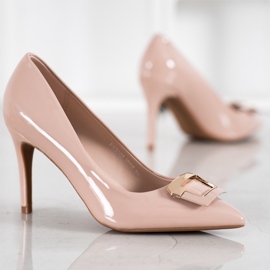 Fama Zapatos de salón con hebilla decorativa marrón 1