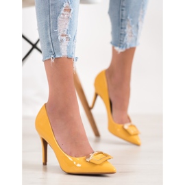 Fama Zapatos de salón con hebilla decorativa amarillo 2