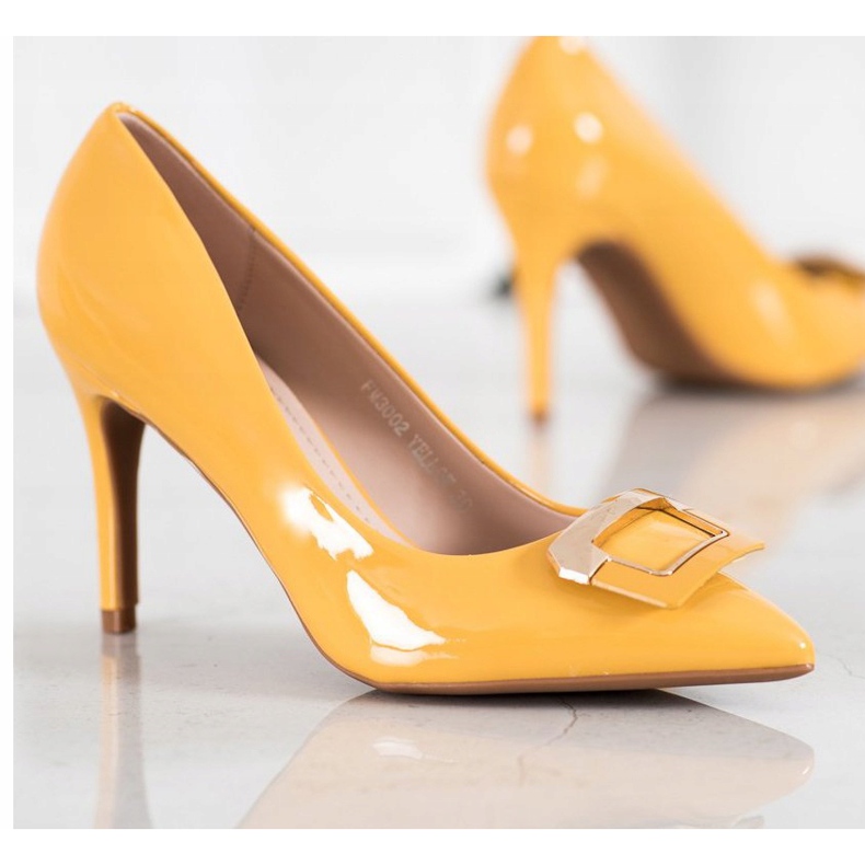 Fama Zapatos de salón con hebilla decorativa amarillo 1