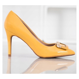 Fama Zapatos de salón con hebilla decorativa amarillo 4