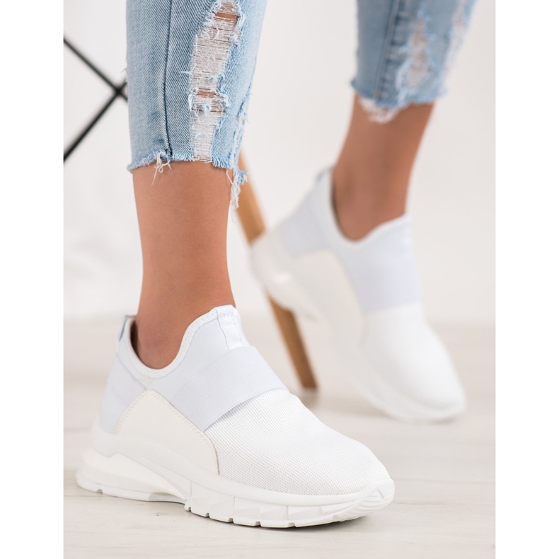 SHELOVET Zapatillas deportivas sin cordones blanco 2