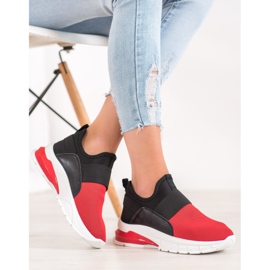 SHELOVET Zapatillas deportivas sin cordones negro rojo 3