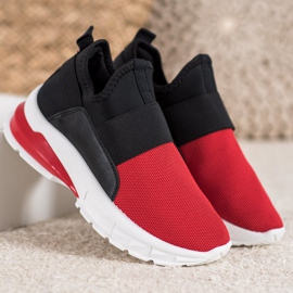 SHELOVET Zapatillas deportivas sin cordones negro rojo 1