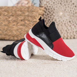 SHELOVET Zapatillas deportivas sin cordones negro rojo 5