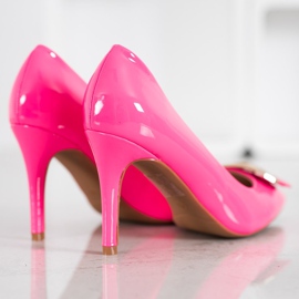 Fama Zapatos de salón con hebilla decorativa rosado 5