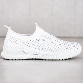 SHELOVET Zapatos blancos con cristales 3
