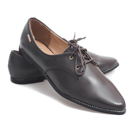 Zapatos clásicos elegantes de mujer marrón Y439 1
