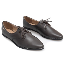 Zapatos clásicos elegantes de mujer marrón Y439 3