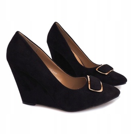 Zapatos de Salón con Cuña de Ante LE113 Negro 1