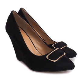 Zapatos de Salón con Cuña de Ante LE113 Negro 2