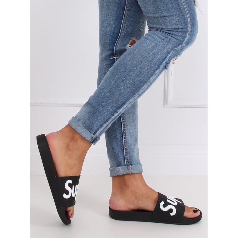 Pantuflas negras de mujer negras CK110 Negro 2 Pantuflas negras de mujer negras CK110 Negro 2