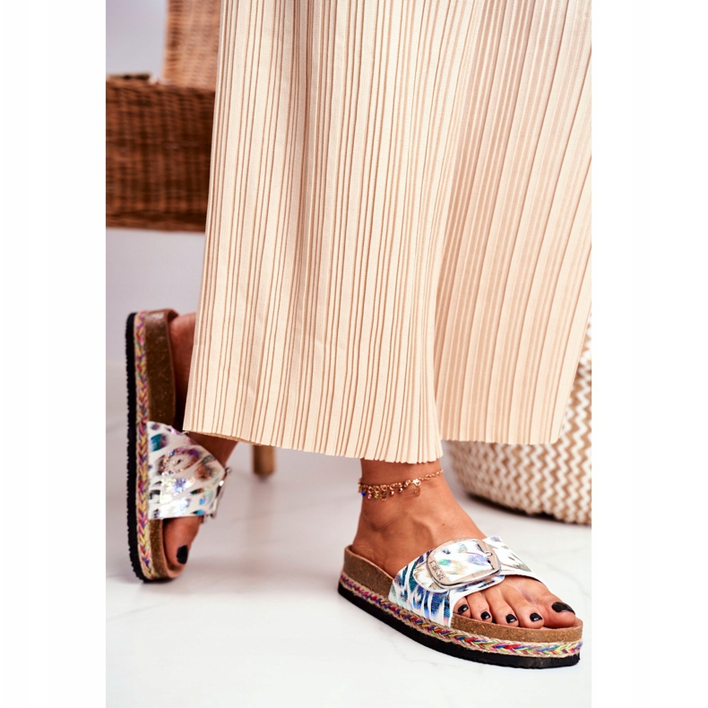 Pantuflas de Mujer Big Star Metallic Pattern DD274127 blanco 2