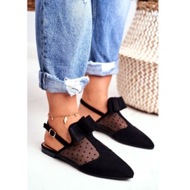 Lu Boo Mujer Bailarina Lazos Mule Domino Negro 4