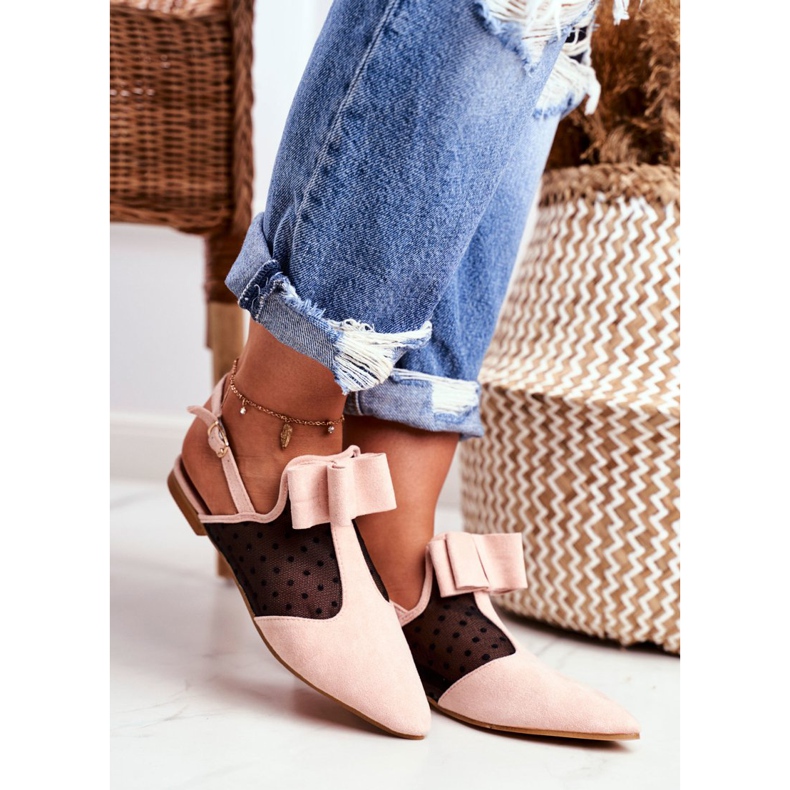 Lu Boo - Bailarina para mujer con lazos, mule, Pink Domino rosado 2