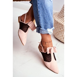 Lu Boo - Bailarina para mujer con lazos, mule, Pink Domino rosado 4