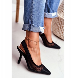 LU BOO Tacones de mujer Lolita mesh negro 3