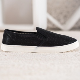 SHELOVET Zapatillas slip-on con purpurina negro 4