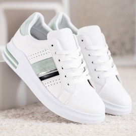SHELOVET Zapatillas con inserciones de ante blanco 2