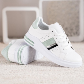 SHELOVET Zapatillas con inserciones de ante blanco 3