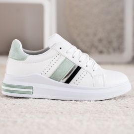 SHELOVET Zapatillas con inserciones de ante blanco 4