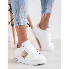 SHELOVET Zapatillas con inserciones de ante blanco 1