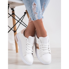 SHELOVET Zapatillas con inserciones de ante blanco 2