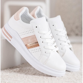SHELOVET Zapatillas con inserciones de ante blanco 3