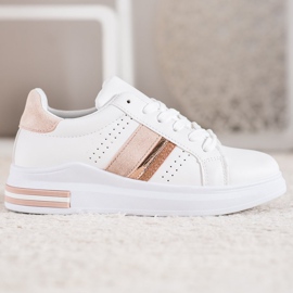 SHELOVET Zapatillas con inserciones de ante blanco 5