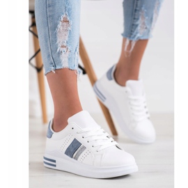 SHELOVET Zapatillas con inserciones de ante blanco 1