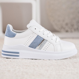 SHELOVET Zapatillas con inserciones de ante blanco 3