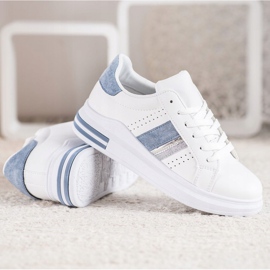SHELOVET Zapatillas con inserciones de ante blanco 4