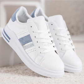 SHELOVET Zapatillas con inserciones de ante blanco 5