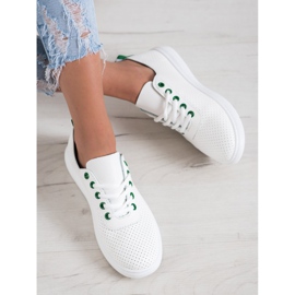 SHELOVET Deportivas caladas con piel ecológica blanco 3