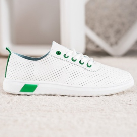 SHELOVET Deportivas caladas con piel ecológica blanco 1