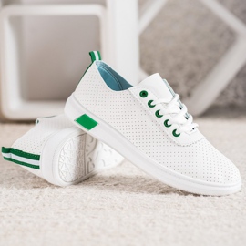 SHELOVET Deportivas caladas con piel ecológica blanco 5