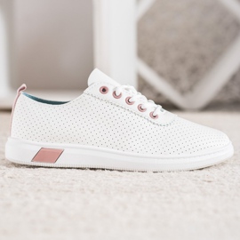 SHELOVET Deportivas caladas con piel ecológica blanco 4