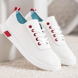 SHELOVET Deportivas caladas con piel ecológica blanco 2