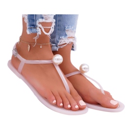 LU BOO Sandalias Mujer Chanclas Meliski con Perla Rosa Contiro 3