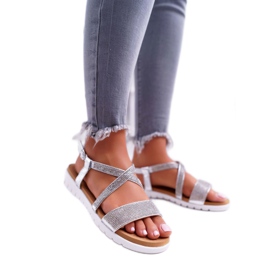 Sandalias de Mujer Lu Boo con Zirconia Cúbica 406-5 Silver Stella gris 1